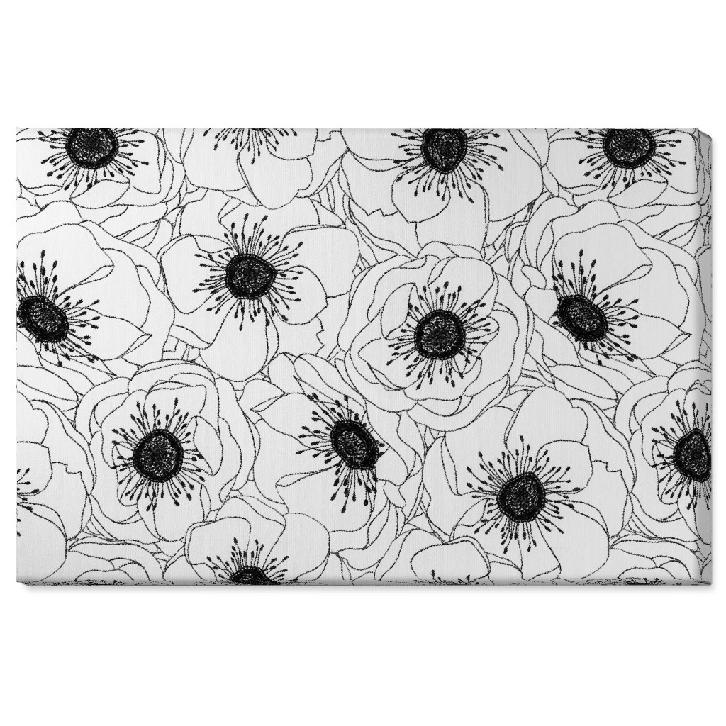White Anemones - Neutral Wall Art, No Frame, Single piece, Canvas, 24x36, White