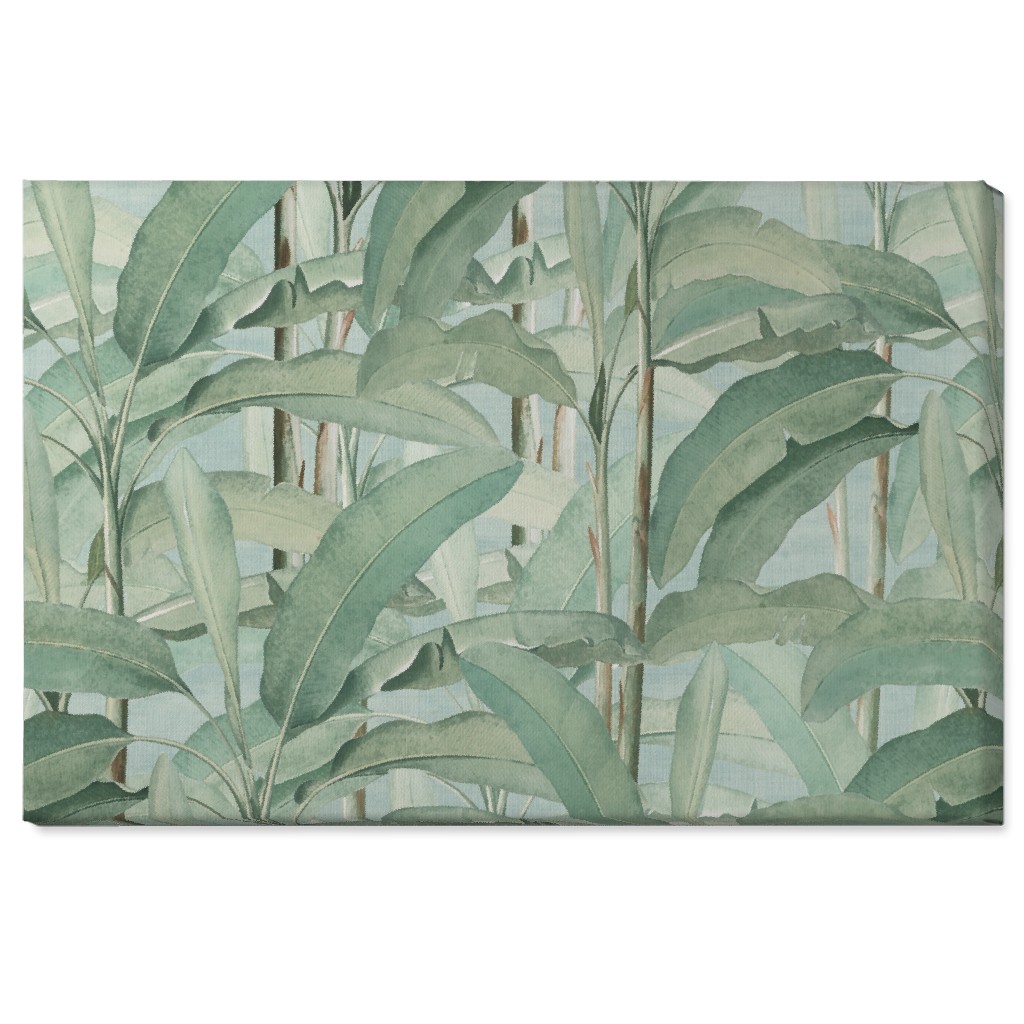 Lush Tropical Leaves Wall Art, No Frame, Single piece, Canvas, 24x36, Green, Classic Green