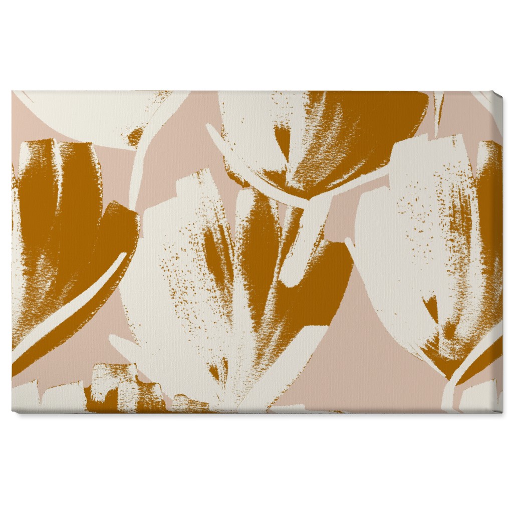 Flowers - Mustard Wall Art, No Frame, Single piece, Canvas, 24x36, Pink