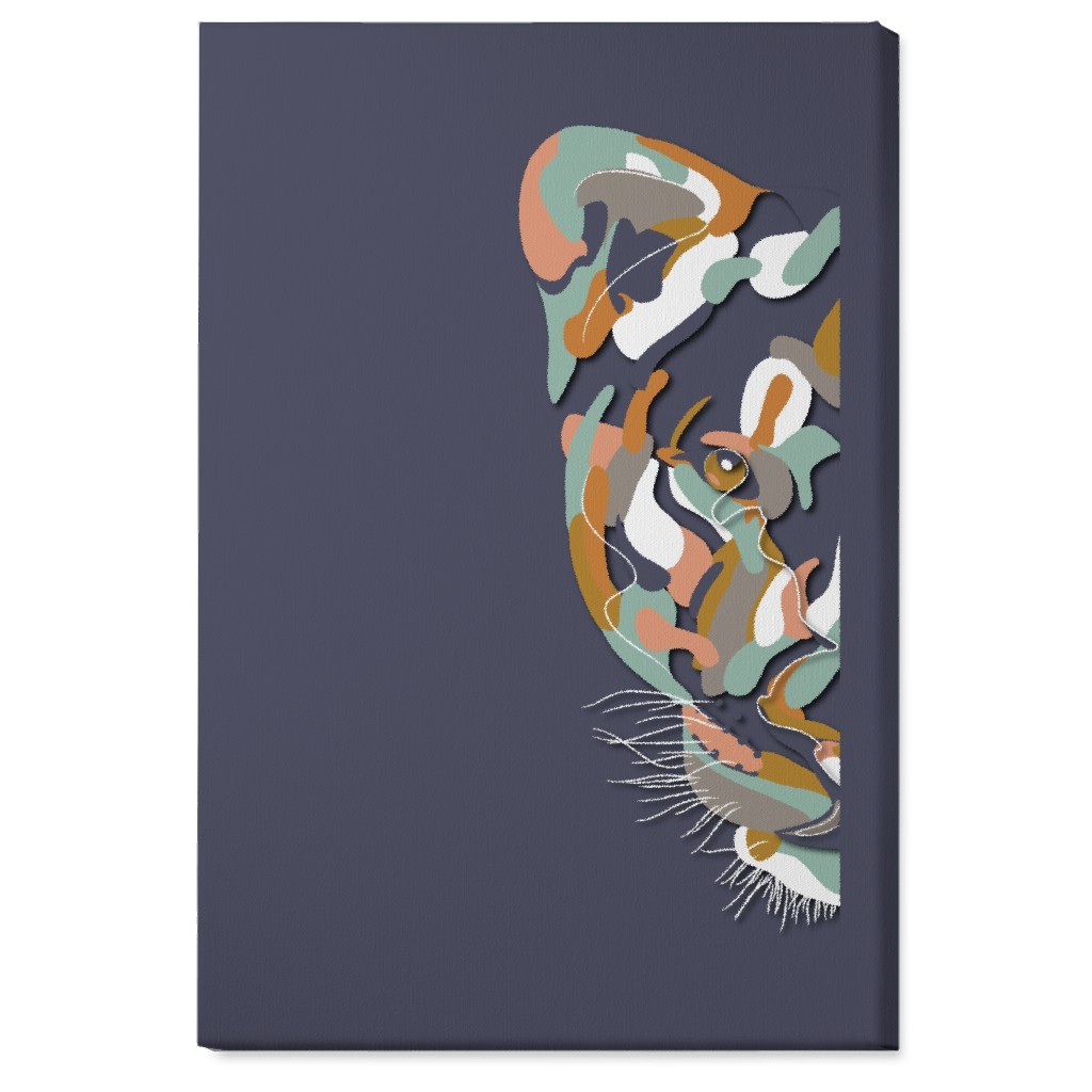 African Lioness Wall Art, No Frame, Single piece, Canvas, 24x36, Blue, Gray