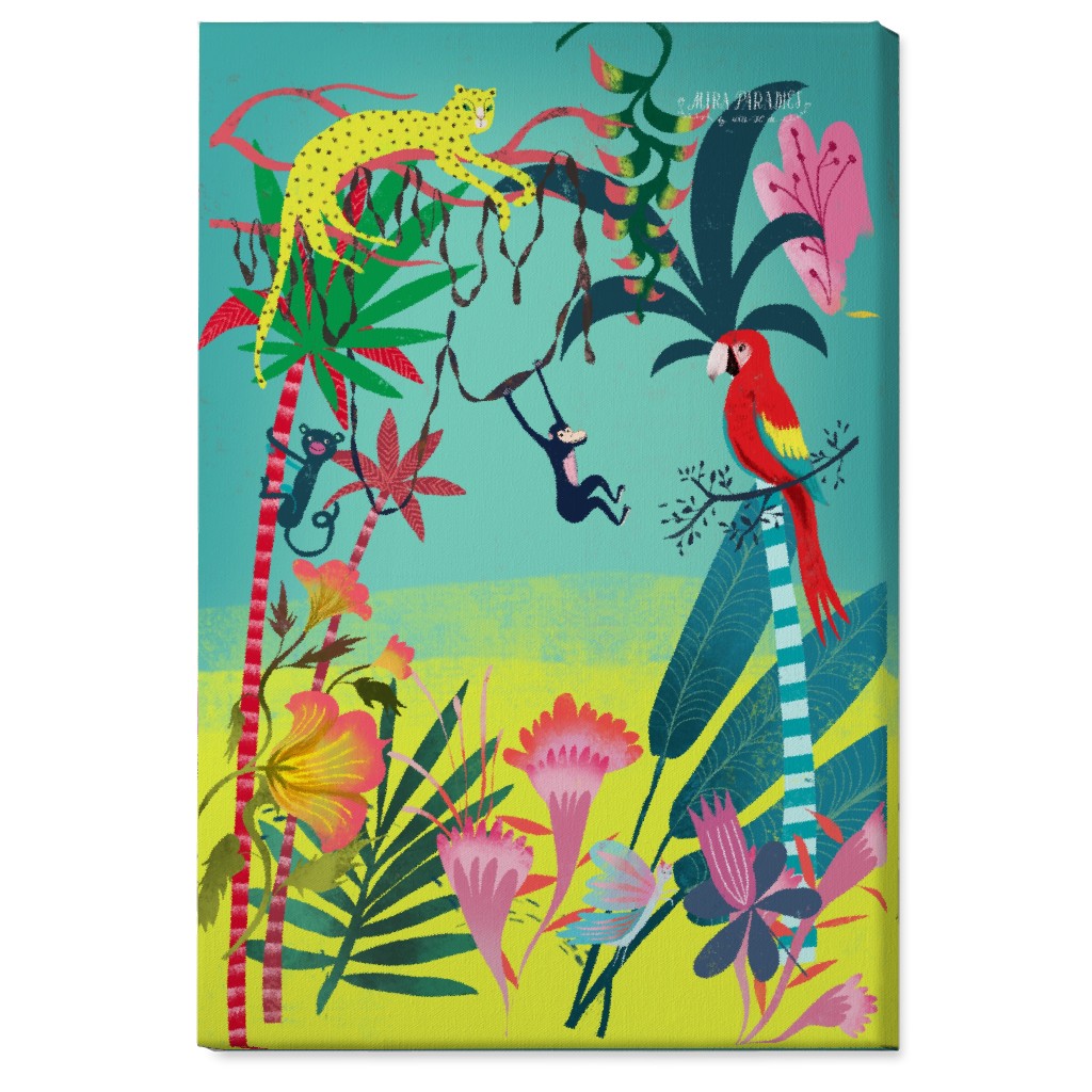 Jungle Animals & Botanical - Multi Wall Art, No Frame, Single piece, Canvas, 24x36, Multicolor