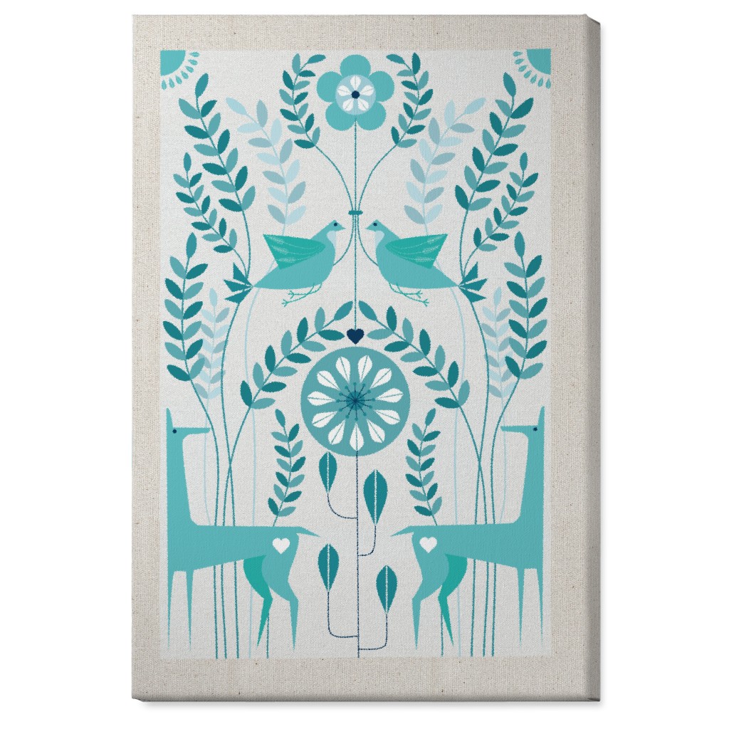 Peaceful Folk of the Forest Wall Art, No Frame, Single piece, Canvas, 24x36, Blue, True Blue