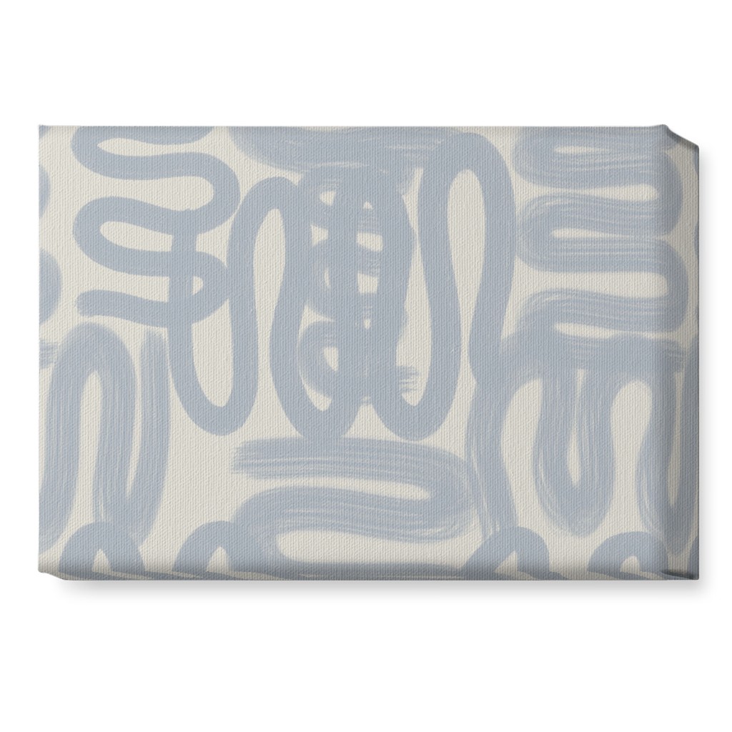 Squiggle - Blue and Cream Wall Art, No Frame, Single piece, Canvas, 10x14, Blue, True Blue