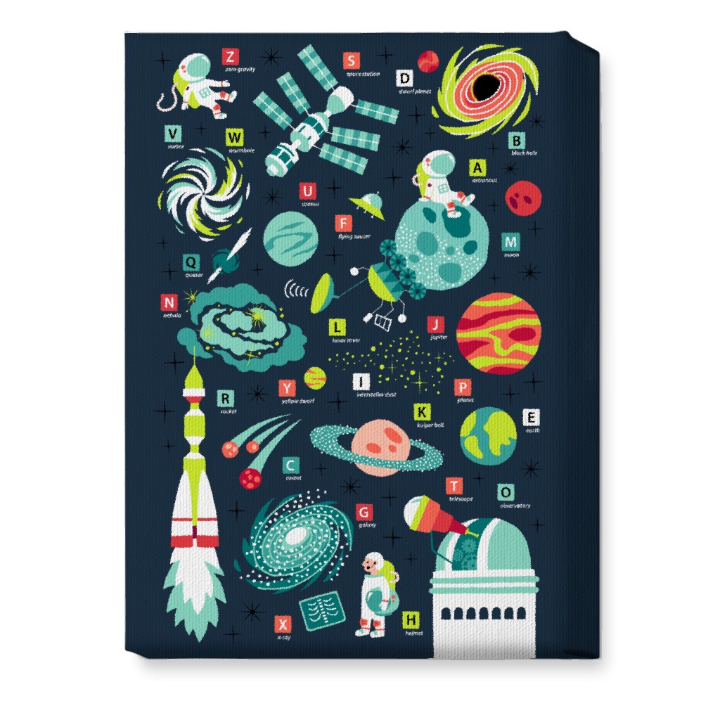 Space Travel Abcs Wall Art, No Frame, Single piece, Canvas, 10x14, Blue, True Blue