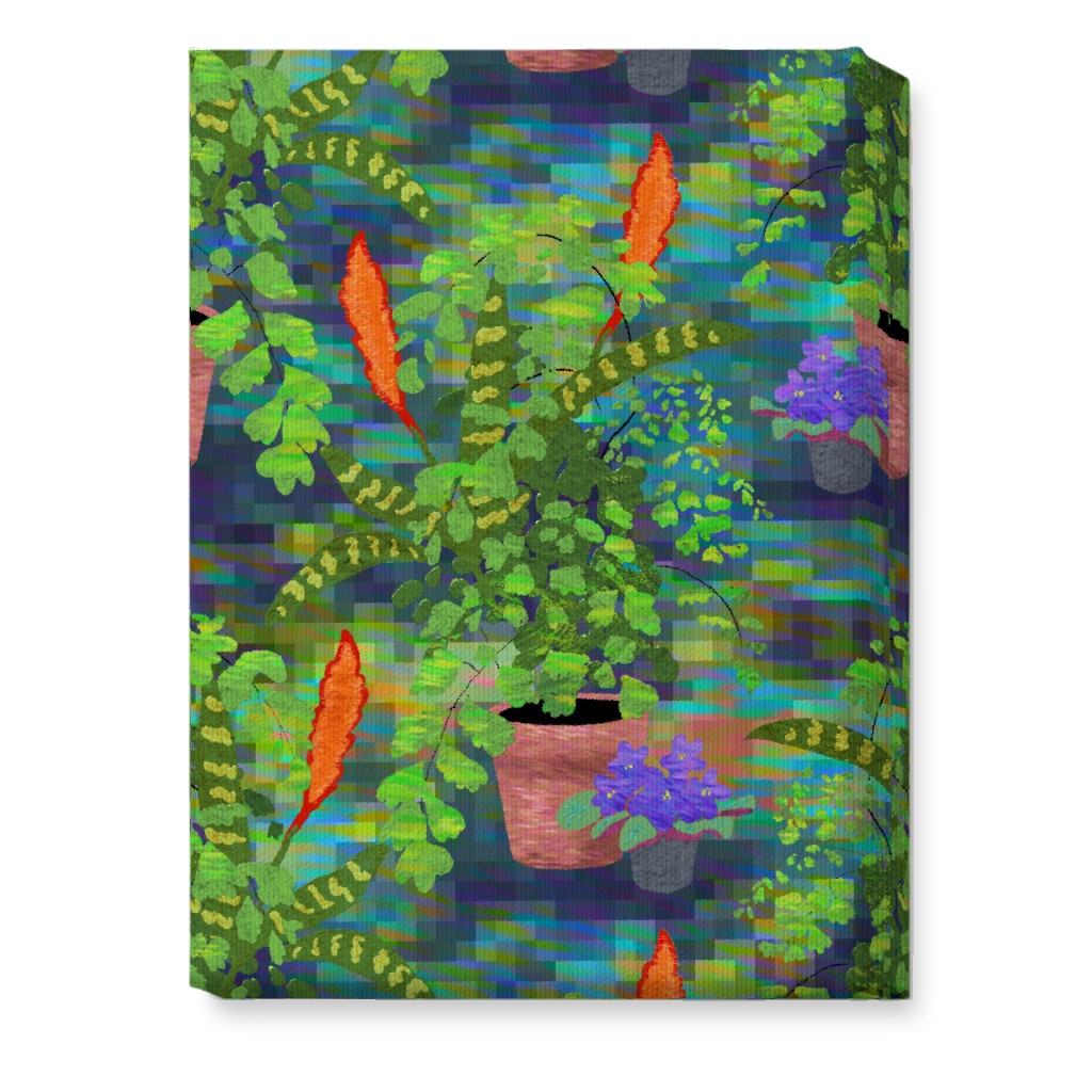 Impressionist Houseplants - Green Wall Art, No Frame, Single piece, Canvas, 10x14, Green