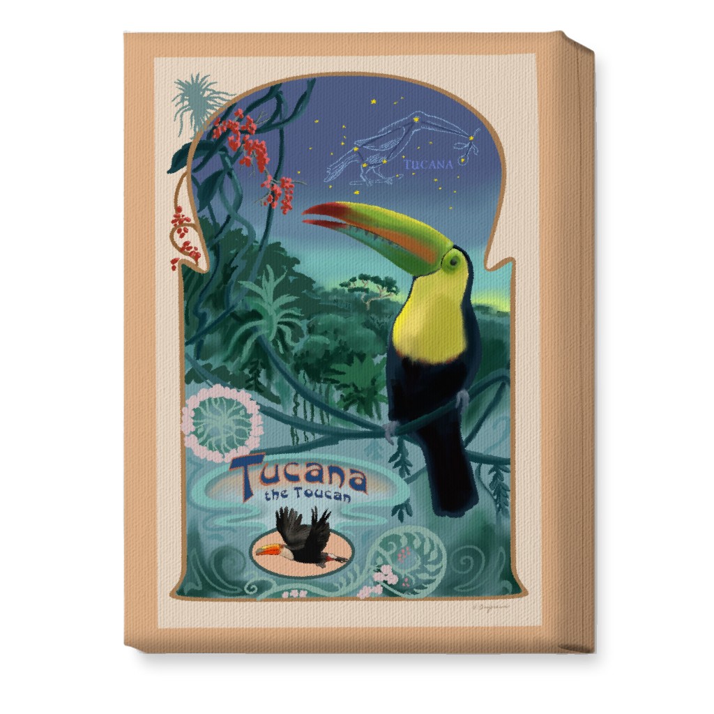 Art Nouveau Toucan Wall Art, No Frame, Single piece, Canvas, 10x14, Multicolor