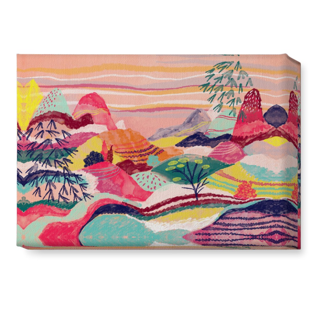 Dreamy Hills Abstract - Vibrant Wall Art, No Frame, Single piece, Canvas, 10x14, Multicolor