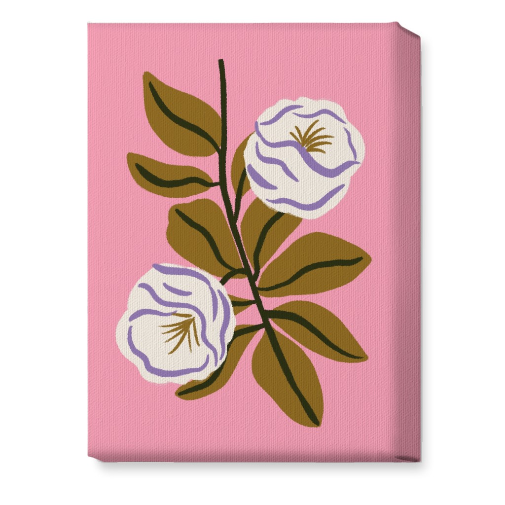 White Bulb Flower - Multi on Pink Wall Art, No Frame, Single piece, Canvas, 10x14, Pink