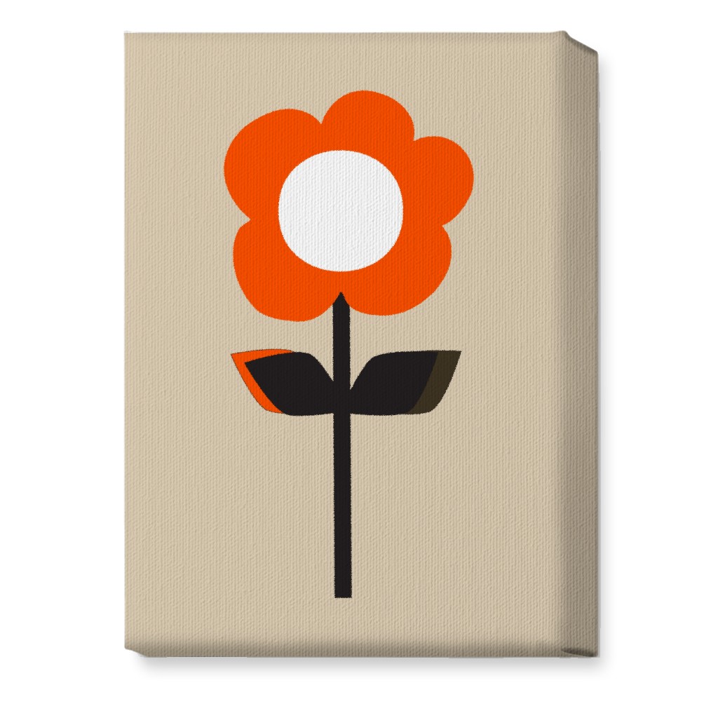 Retro Flower Wall Art, No Frame, Single piece, Canvas, 10x14, Red