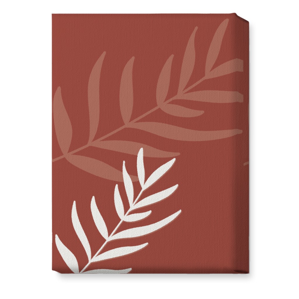 Fern Leaves in Neutral Earth Tones Wall Art, No Frame, Single piece, Canvas, 10x14, Red
