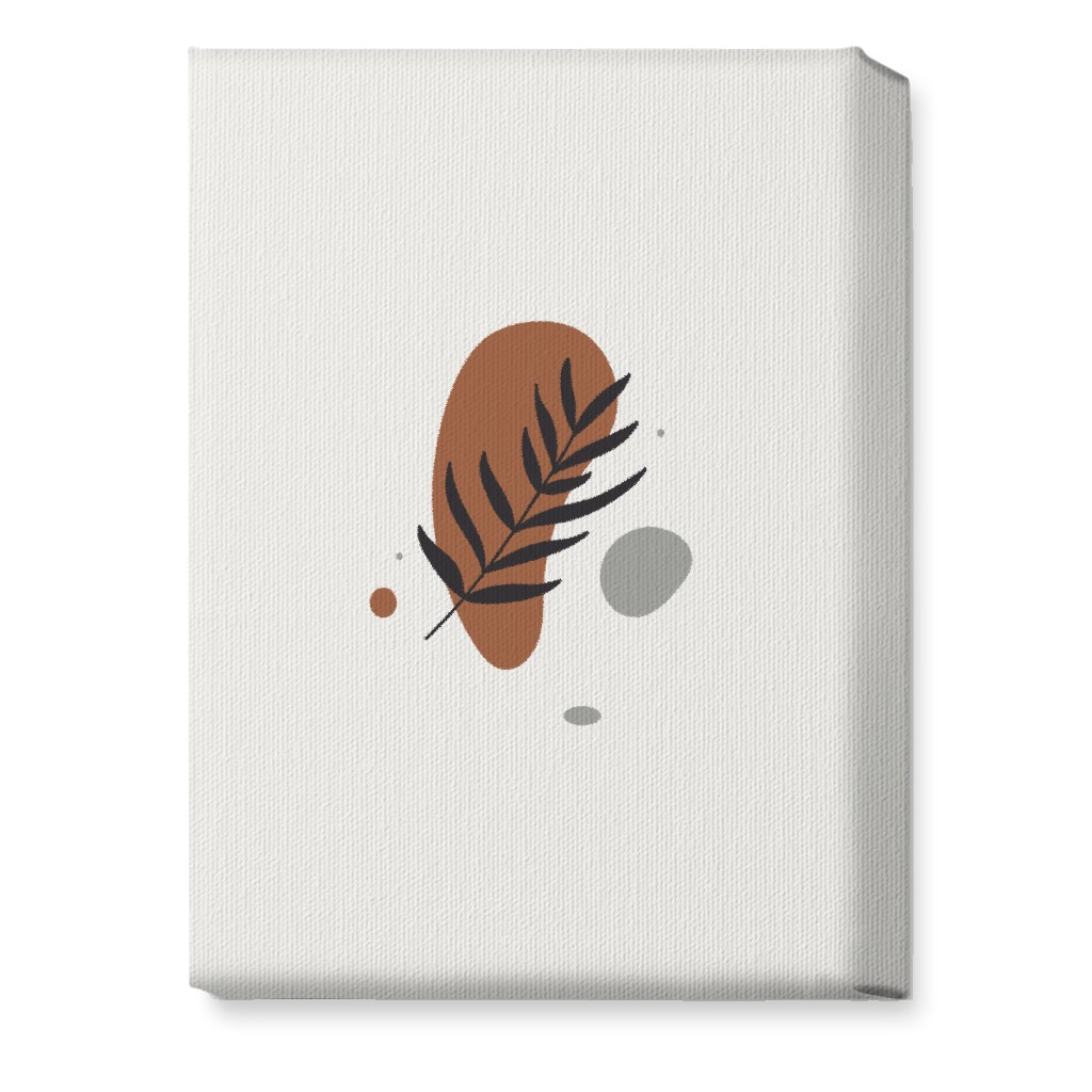 Shapes and Fern Leaf V Wall Art, No Frame, Single piece, Canvas, 10x14, Brown, Toast