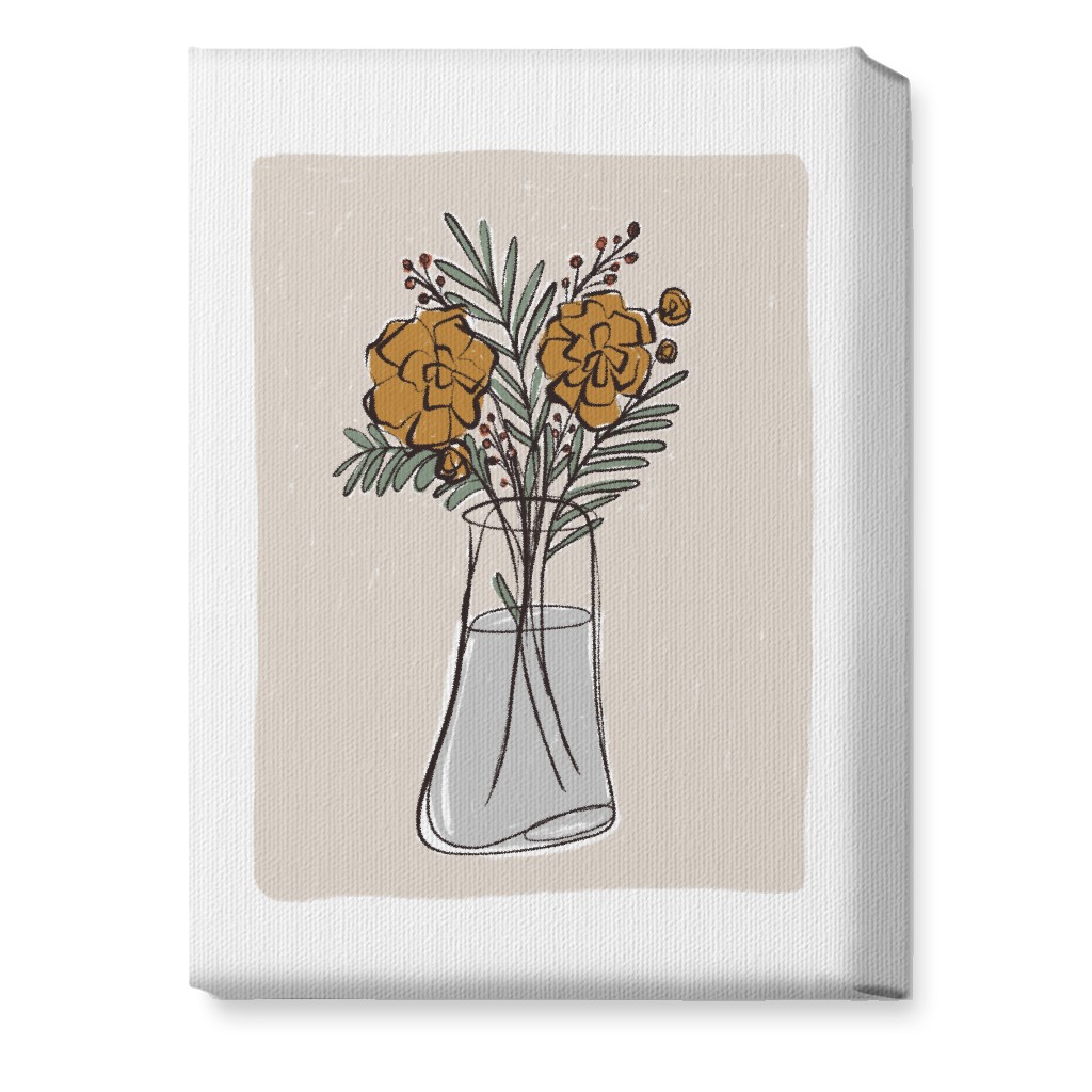 Bouquet Study - Yellow on Beige Wall Art, No Frame, Single piece, Canvas, 10x14, Beige, Pearl