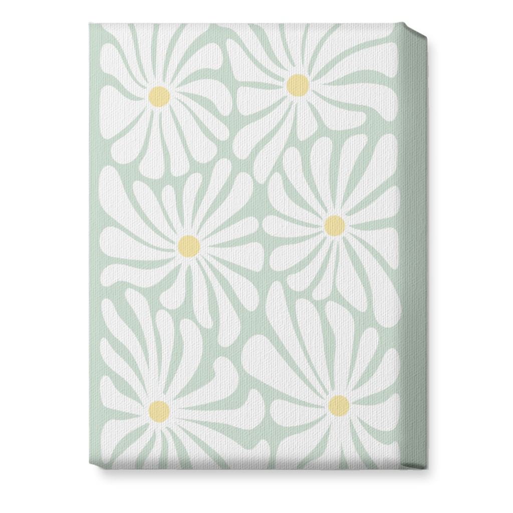 Retro Daisies Wall Art, No Frame, Single piece, Canvas, 10x14, Green, Aloe