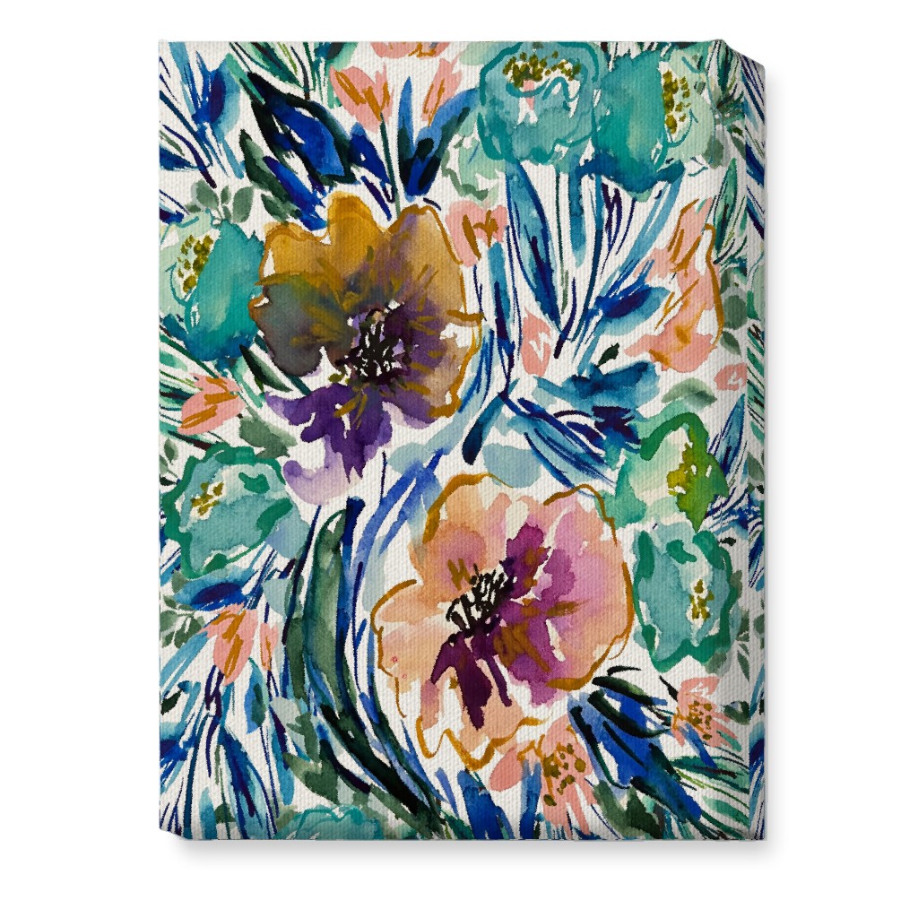Purple and Blue Florals - Multi Wall Art, No Frame, Single piece, Canvas, 10x14, Multicolor