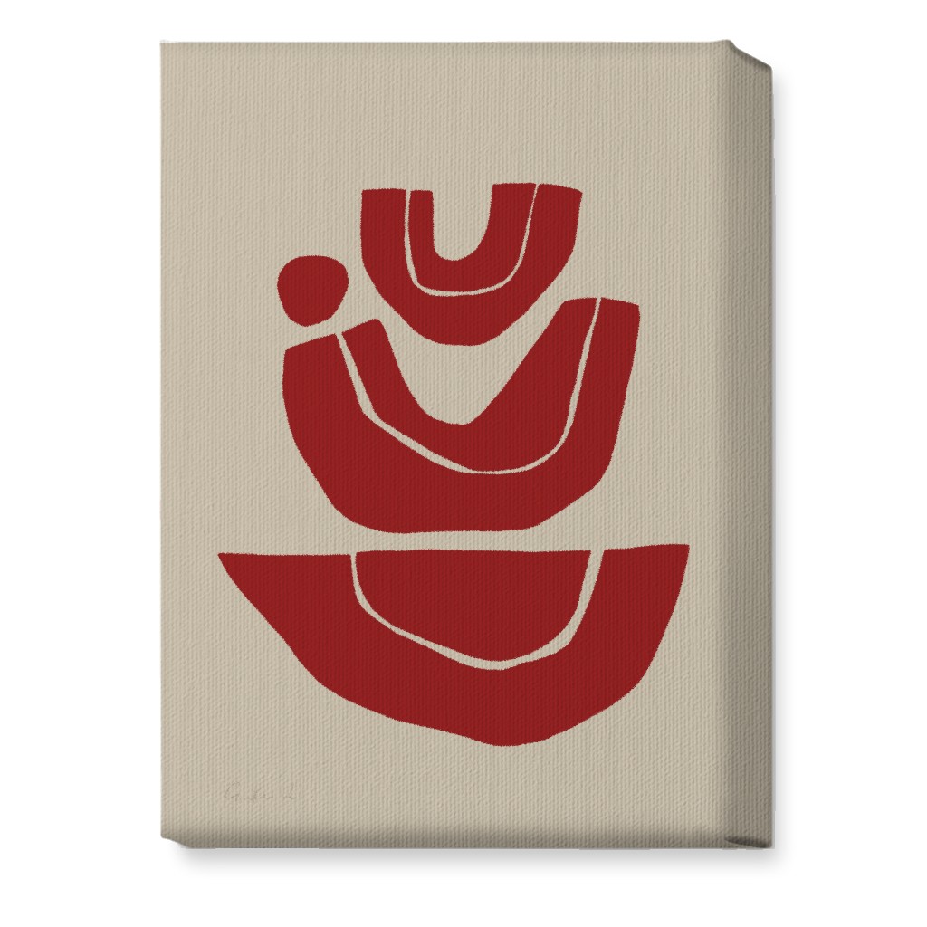Geometric Abstract Stack Iii Wall Art, No Frame, Single piece, Canvas, 10x14, Red