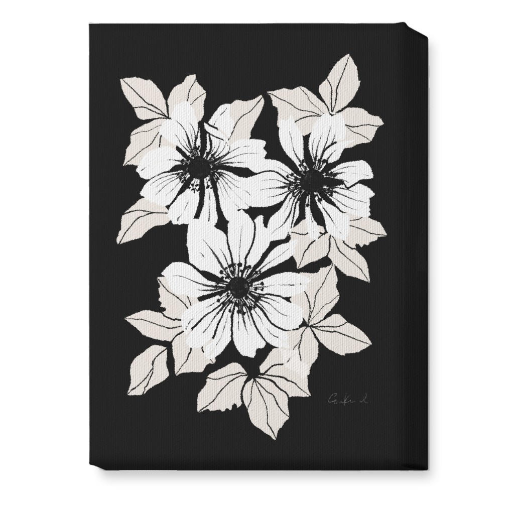 Botanical Big Anemones Wall Art, No Frame, Single piece, Canvas, 10x14, Gray, Charcoal