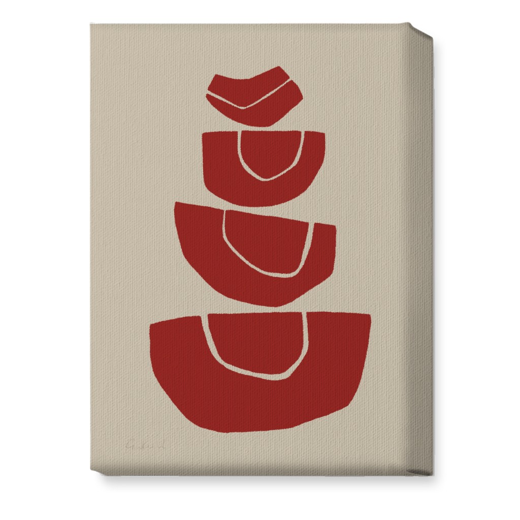 Geometric Stack Abstract Wall Art, No Frame, Single piece, Canvas, 10x14, Red