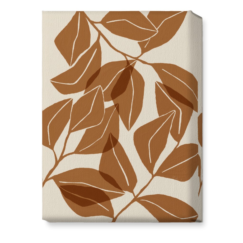 Botanical Ficus Leaves Wall Art, No Frame, Single piece, Canvas, 10x14, Orange, Earth