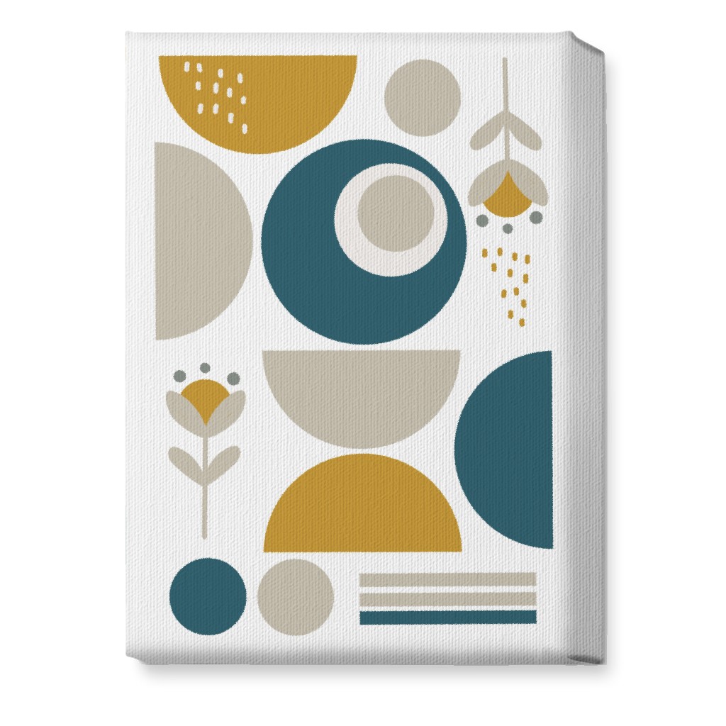 Abstract Floral - Yellow and Blue Wall Art, No Frame, Single piece, Canvas, 10x14, Multicolor
