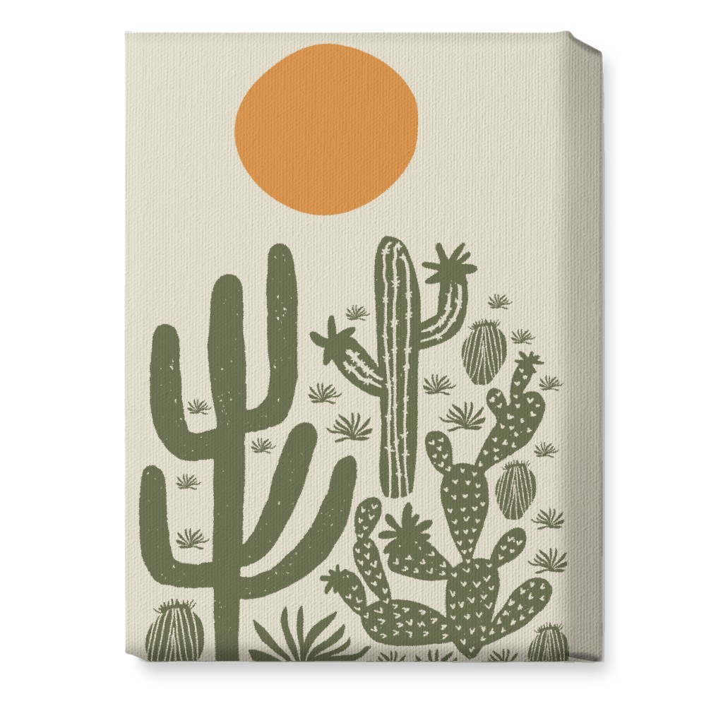 Cactus - Earth Tones Wall Art, No Frame, Single piece, Canvas, 10x14, Beige