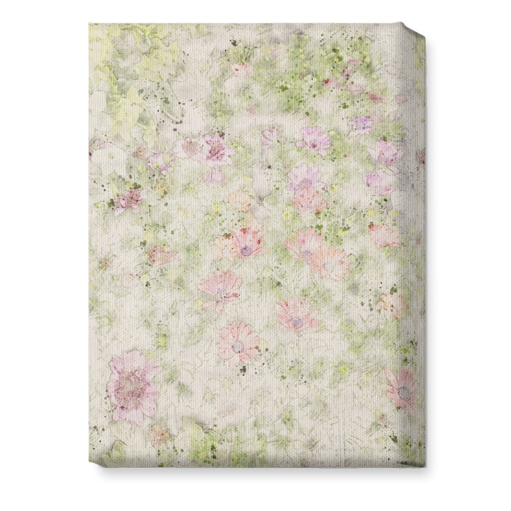 Watercolor Floral - Beige and Pink Wall Art, No Frame, Single piece, Canvas, 10x14, Beige, Pearl