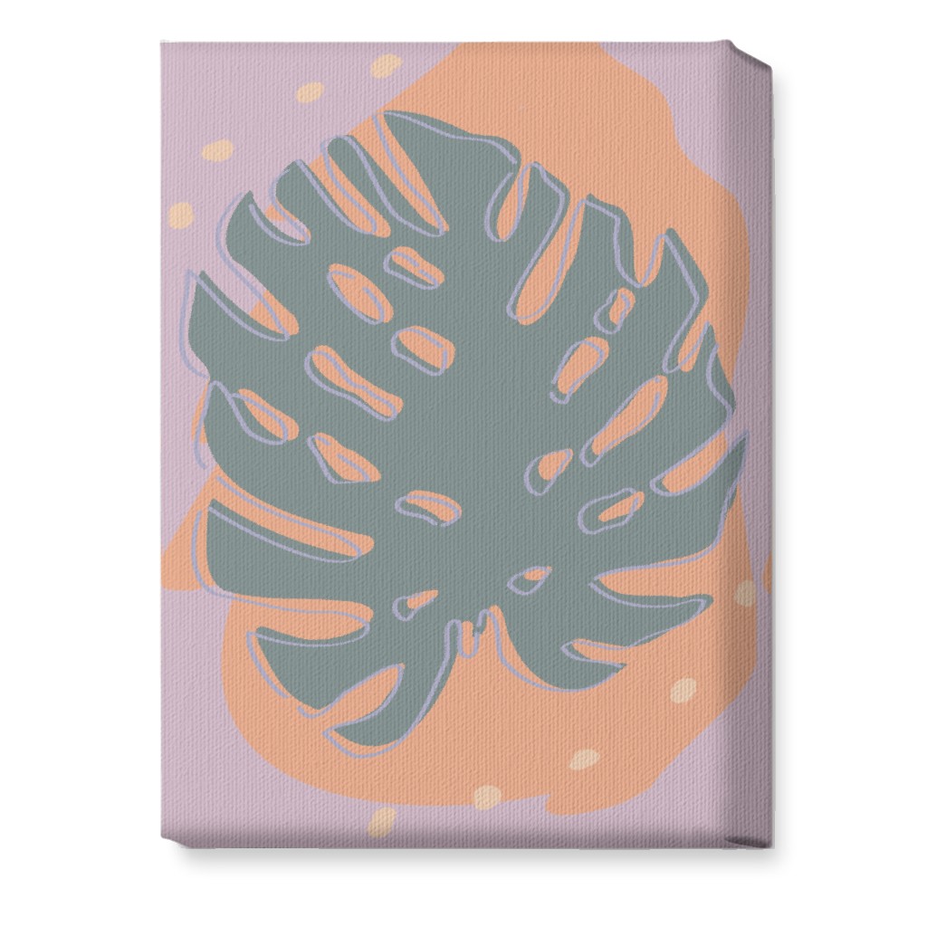 Modern Monstera Leaf - Green and Purple Wall Art, No Frame, Single piece, Canvas, 10x14, Green, Classic Green