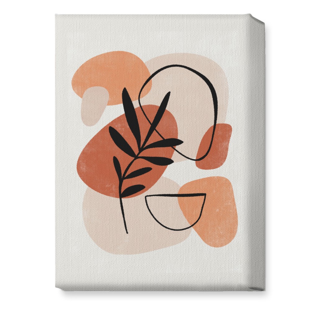 Abstract Frond - Terracotta and Ivory Wall Art, No Frame, Single piece, Canvas, 10x14, Beige