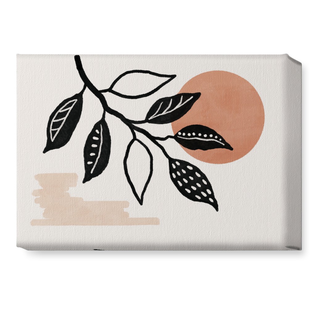 Sunset and Leaves Wall Art, No Frame, Single piece, Canvas, 10x14, Beige