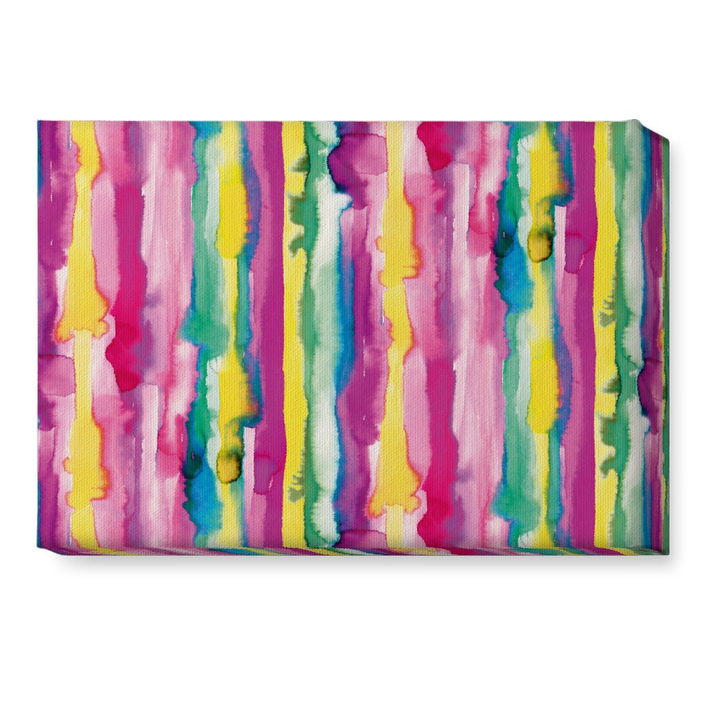 Watercolor Gradient Stripes - Multi Wall Art, No Frame, Single piece, Canvas, 10x14, Multicolor