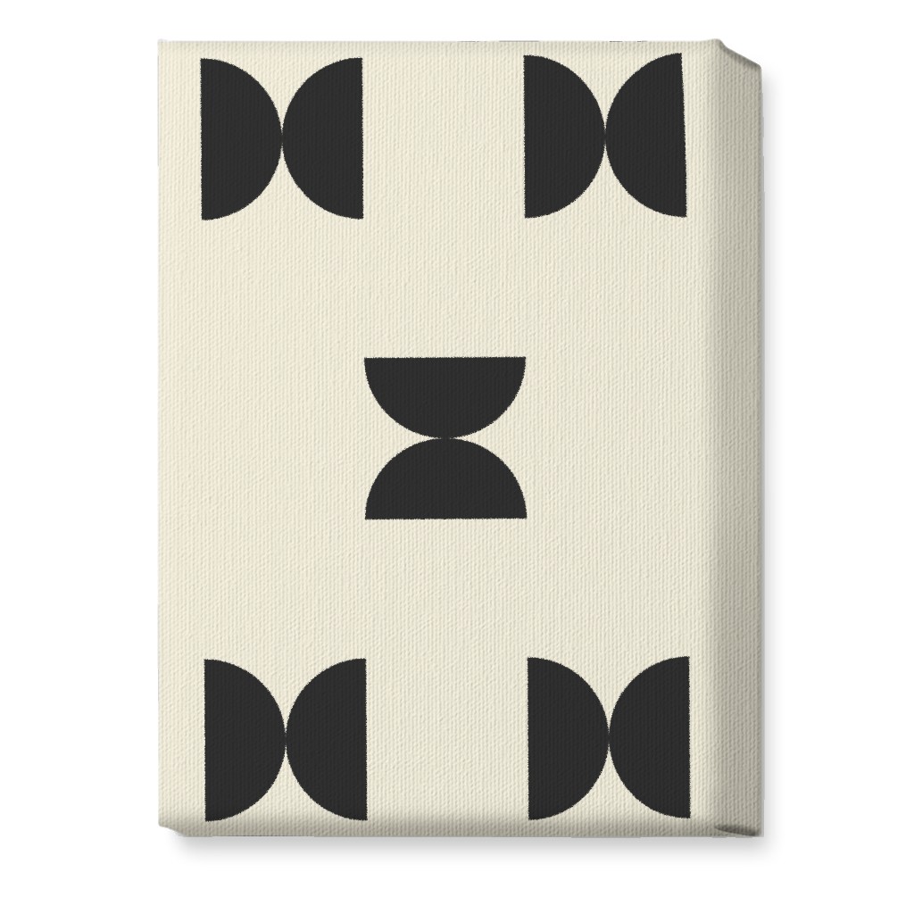 Minimal Geometric Abstract Bauhuas - Cream and Black Wall Art, No Frame, Single piece, Canvas, 10x14, Beige, Pearl