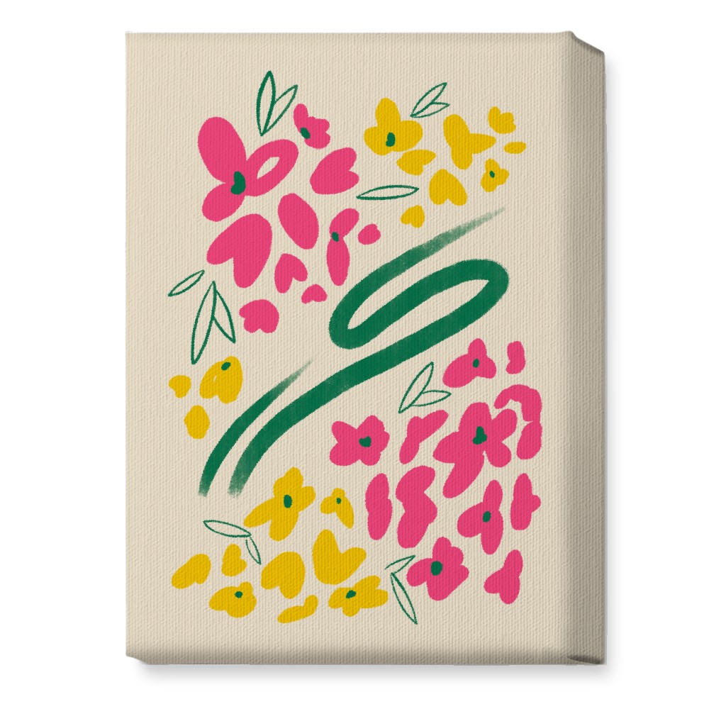 Greek Flowers - Multi on Beige Wall Art, No Frame, Single piece, Canvas, 10x14, Multicolor