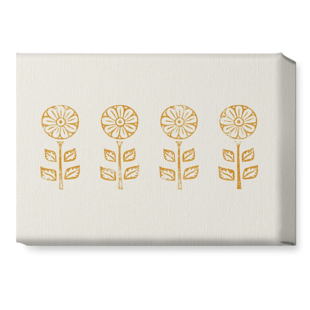 Floral Block Print Ii Wall Art, No Frame, Single piece, Canvas, 10x14, Yellow, Marigold