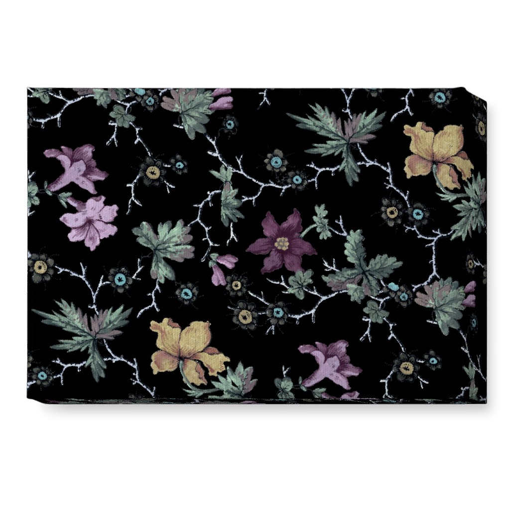 Geneva Floral Watercolor - Multi on Black Wall Art, No Frame, Single piece, Canvas, 10x14, Black