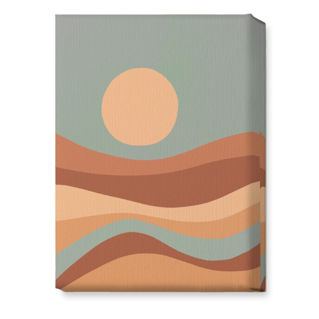 Tropical Seaside Sunrise With Waves - Blue and Orange Wall Art, No Frame, Single piece, Canvas, 10x14, Multicolor