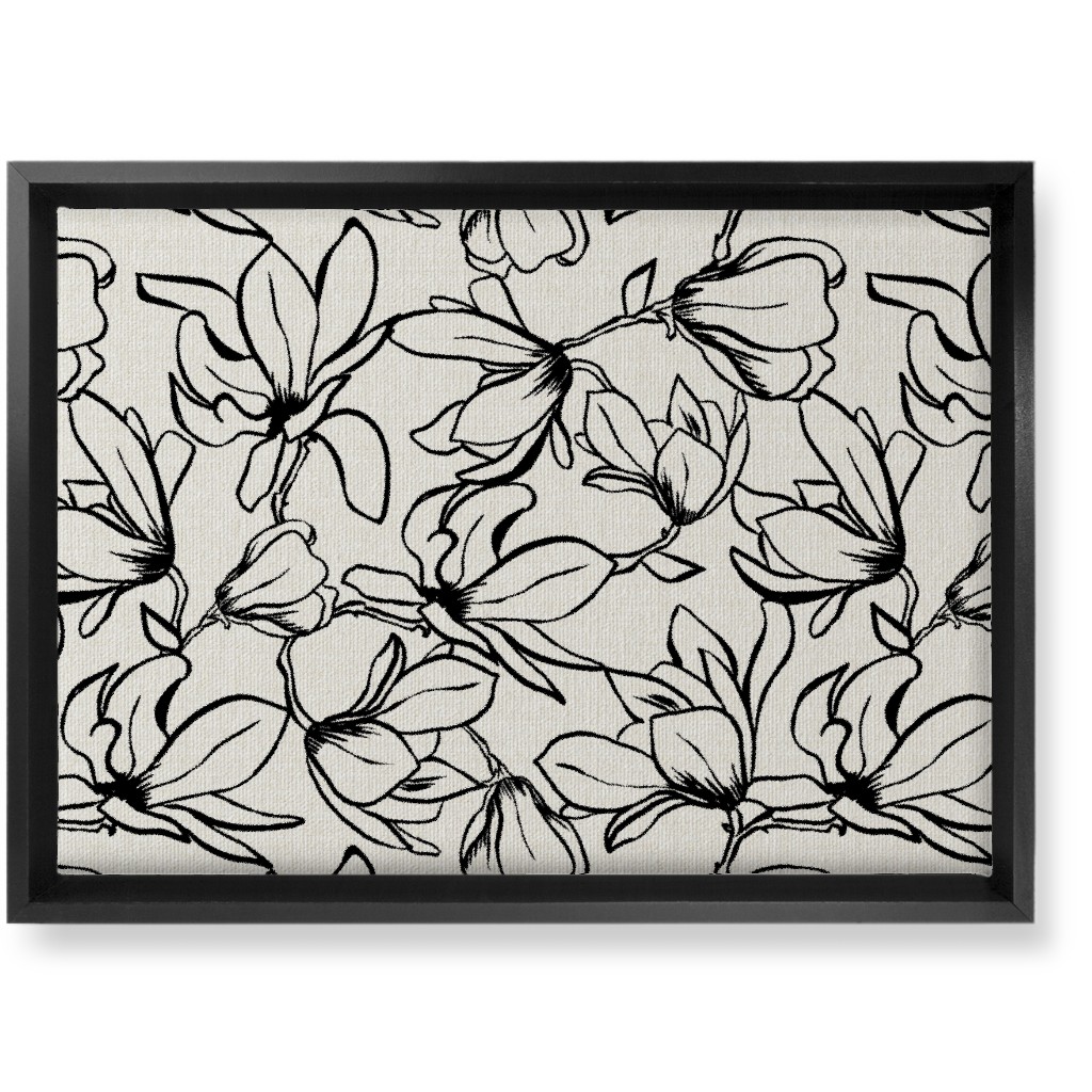 Magnolia Garden - Textured - White & Black Wall Art, Black, Single piece, Canvas, 10x14, Beige