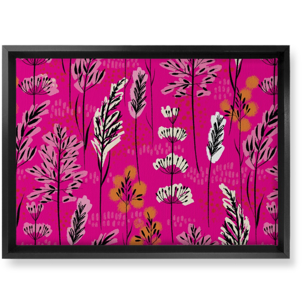 Wild Grasses on Pink Skies Wall Art, Black, Single piece, Canvas, 10x14, Pink