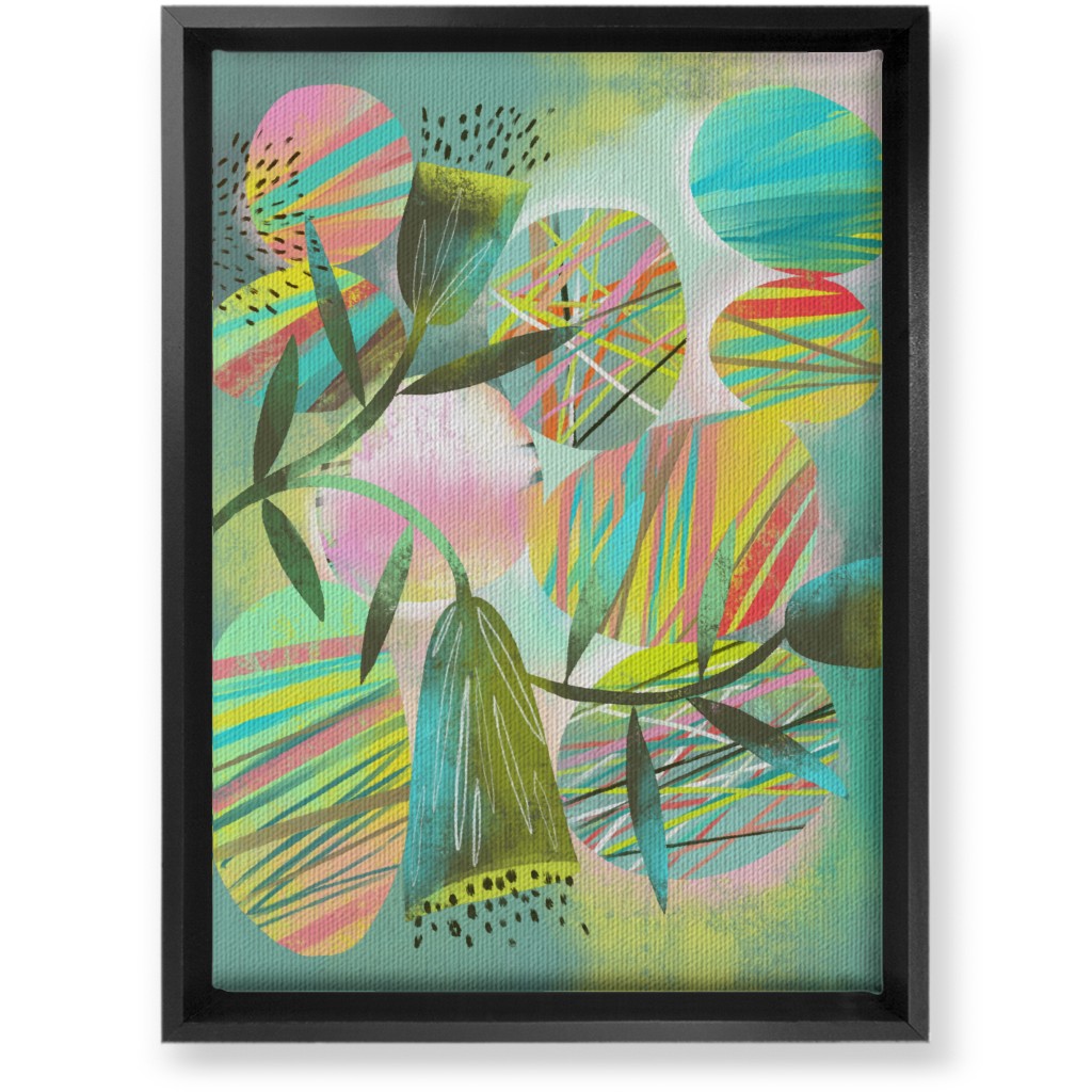 Botanical Abstract Playground - Multi Wall Art, Black, Single piece, Canvas, 10x14, Green, Classic Green