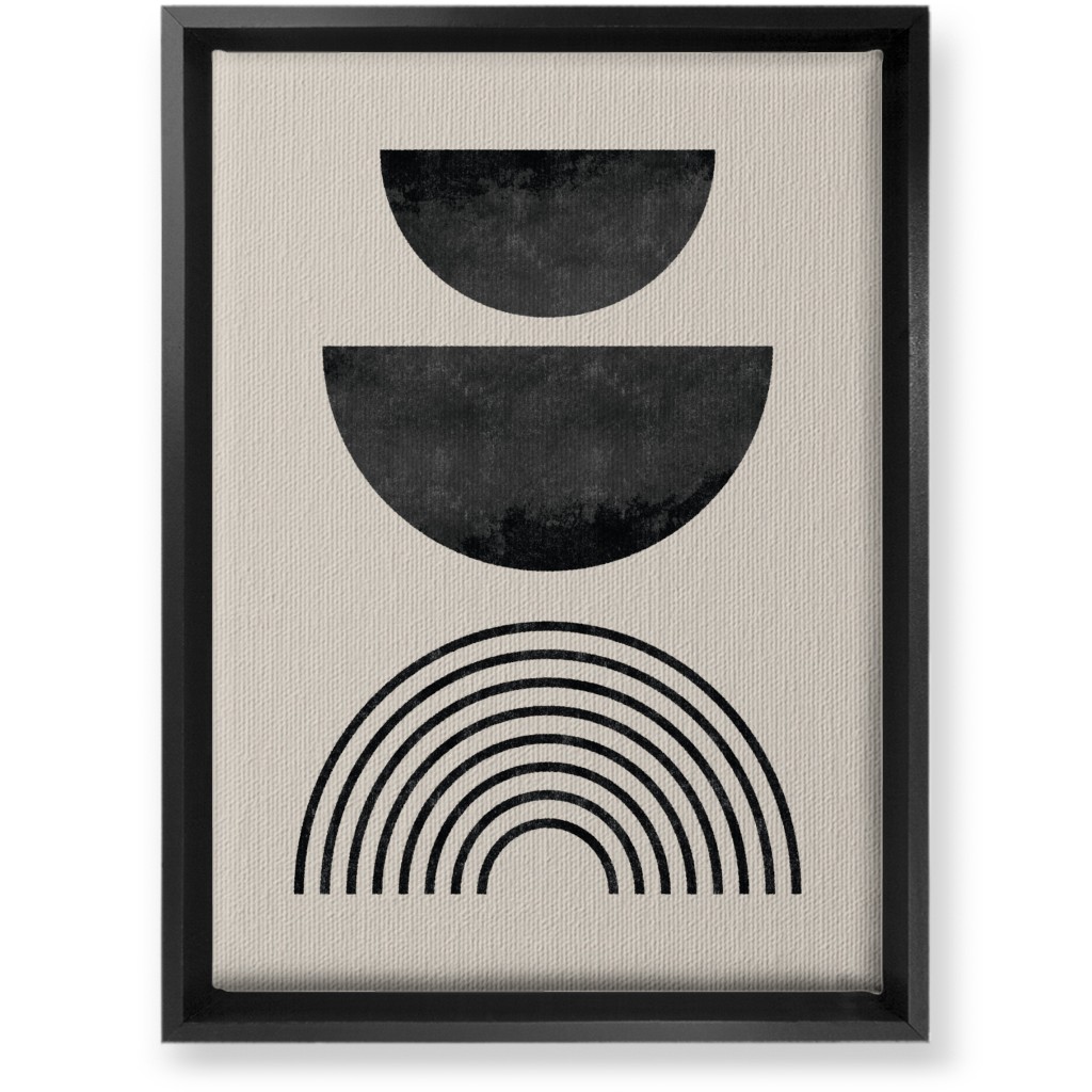 Minimal Geometric and Rainbow - Neutral Wall Art, Black, Single piece, Canvas, 10x14, Beige, Pearl