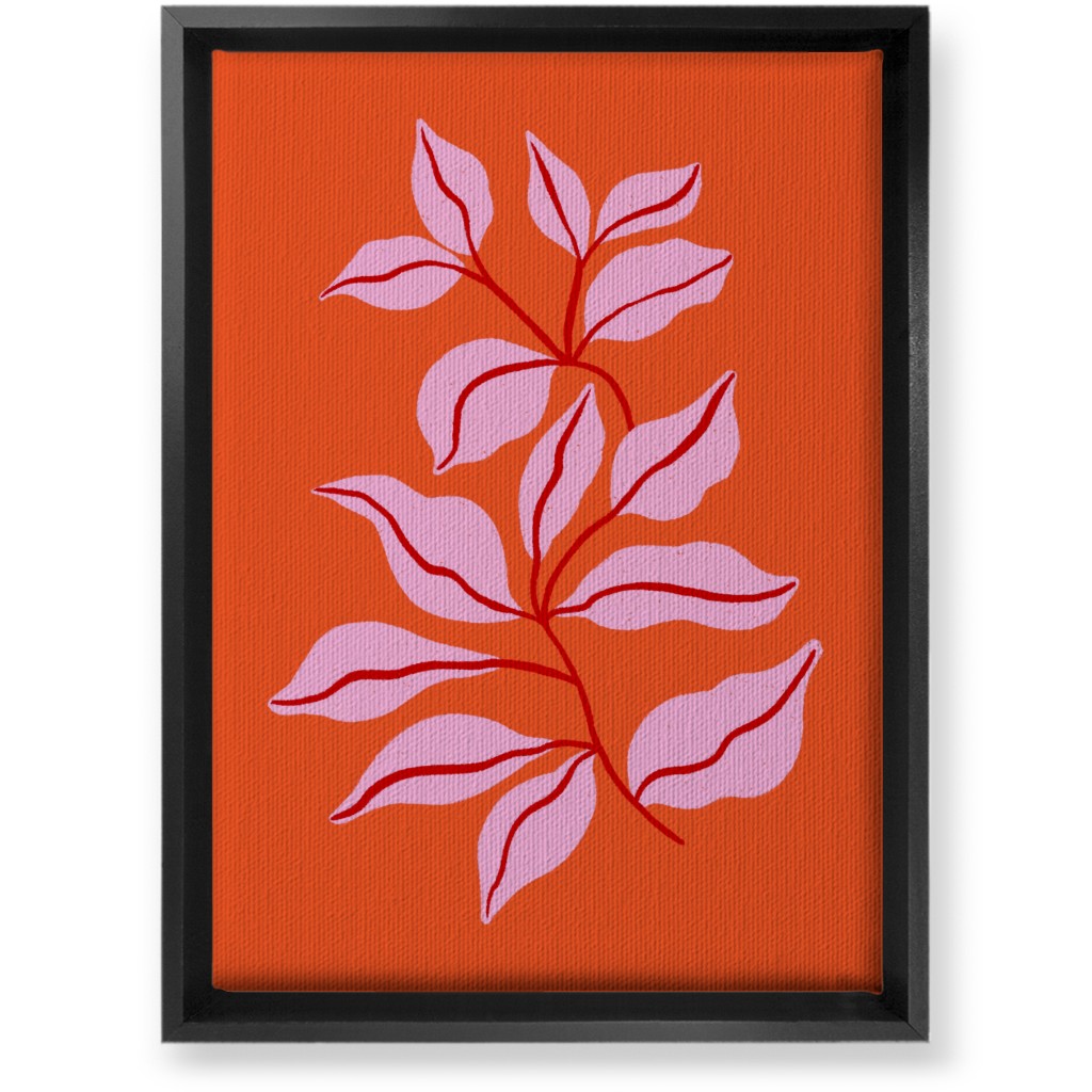 Leaf Dance - Red and Pink Wall Art, Black, Single piece, Canvas, 10x14, Red, Red