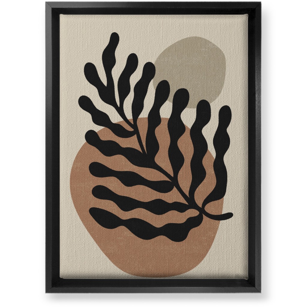 Abstract Leaf - Neutral Wall Art, Black, Single piece, Canvas, 10x14, Beige