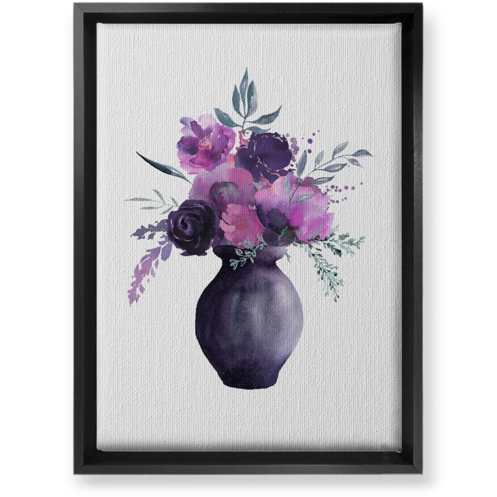 Flowers in a Vase Wall Art, Black, Single piece, Canvas, 10x14, Purple