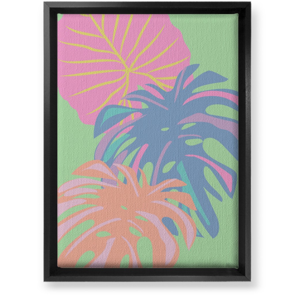 Bold Tropical Leaves - Multi Wall Art, Black, Single piece, Canvas, 10x14, Multicolor