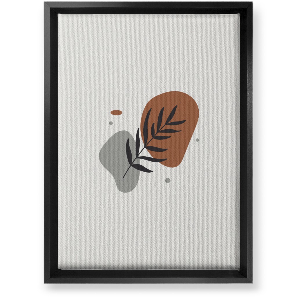 Shapes and Fern Leaf Wall Art, Black, Single piece, Canvas, 10x14, Brown, Silver Lining