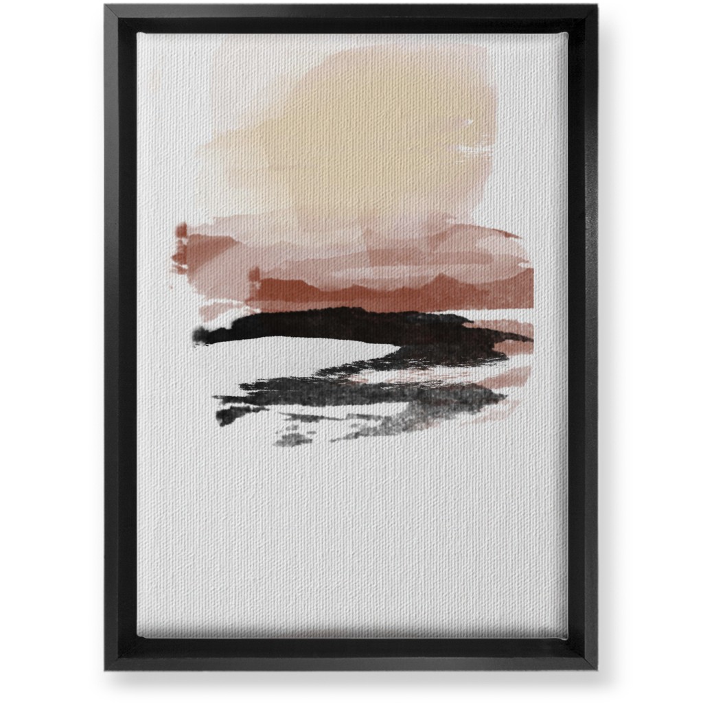 Abstract Sunset - Multi Wall Art, Black, Single piece, Canvas, 10x14, Pink, Bright Pink