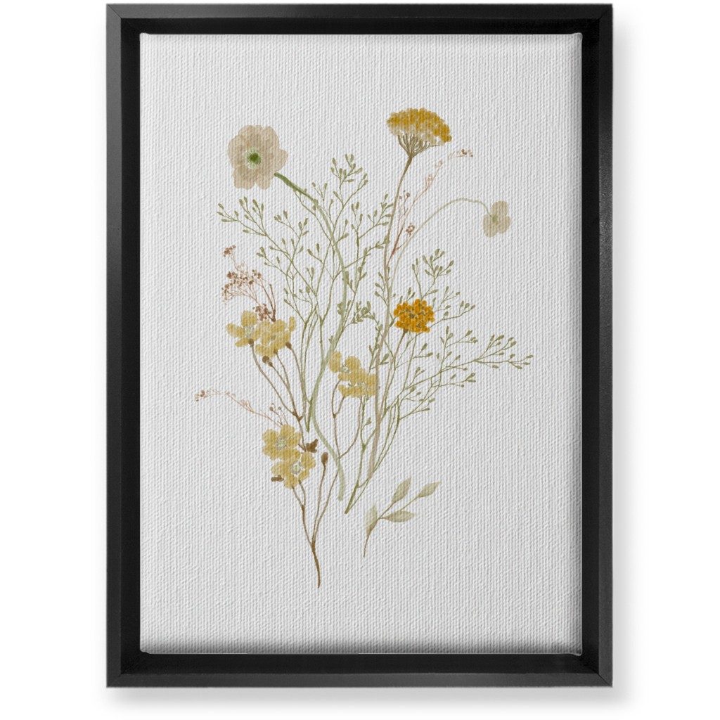 Picked Wildflowers - Yellow Wall Art, Black, Single piece, Canvas, 10x14, Yellow