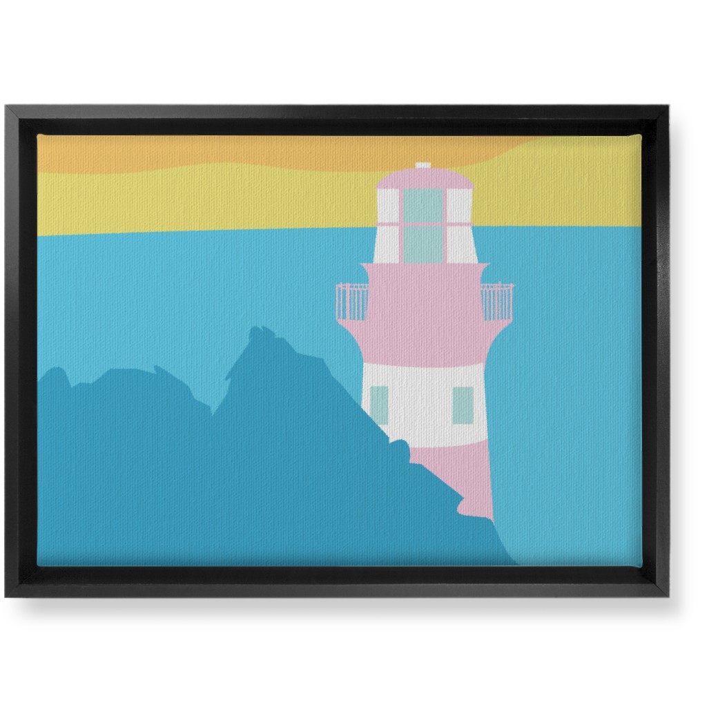 Minamalist Rocky Caribbean Lighthouse - Bold Wall Art, Black, Single piece, Canvas, 10x14, Multicolor
