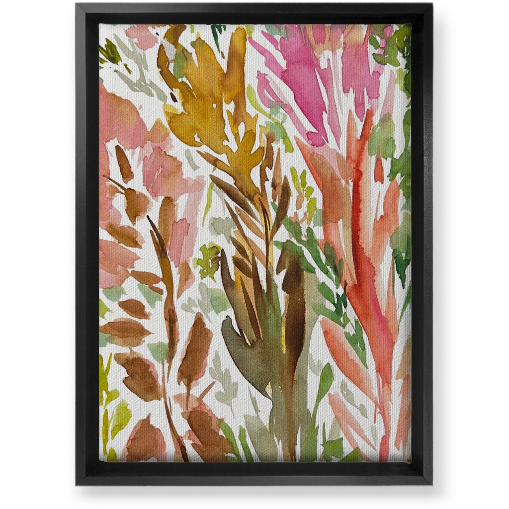 Abstract Garden - Pink Wall Art, Black, Single piece, Canvas, 10x14, Multicolor