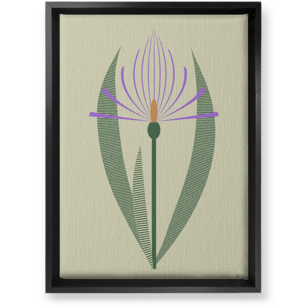 Abstract Lily Flower - Purple on Beige Wall Art, Black, Single piece, Canvas, 10x14, Purple