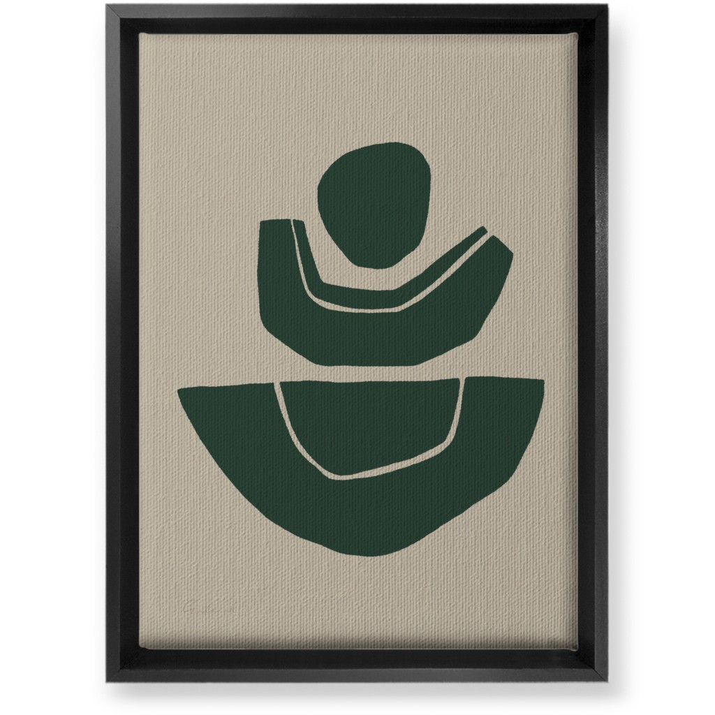 Geometric Abstract Stack Ii Wall Art, Black, Single piece, Canvas, 10x14, Green, Seaweed