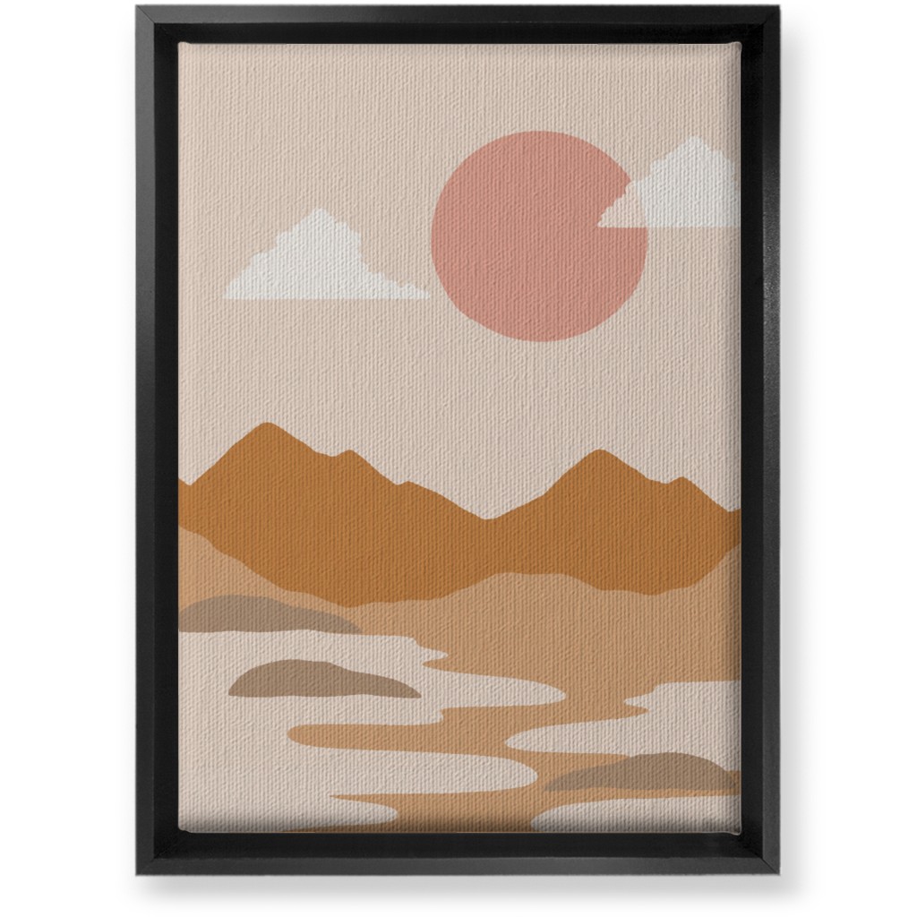 Abstract Mountain Landscape - Neutral Wall Art, Black, Single piece, Canvas, 10x14, Orange, Orange